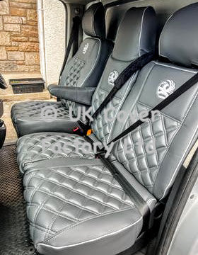 Van Seat Covers For Vauxhall Vivaro Made with Logo & Piping 11A1VX© Grey
