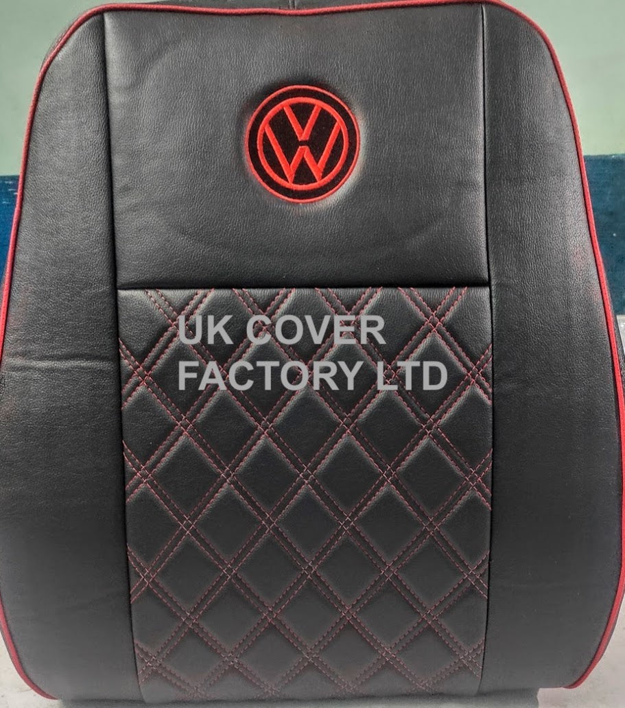 Van Seat Covers For VW TransporterT5/T6 with Logo and Piping11A3VW Red