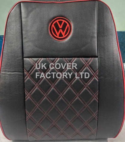Van Seat Covers For VW TransporterT5/T6 with Logo and Piping11A3VW Red