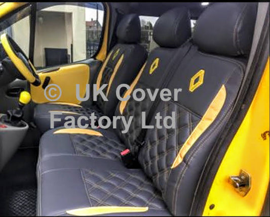 Van Seat Covers For Renault Trafic Made with Logo 11A27RN© Yellow