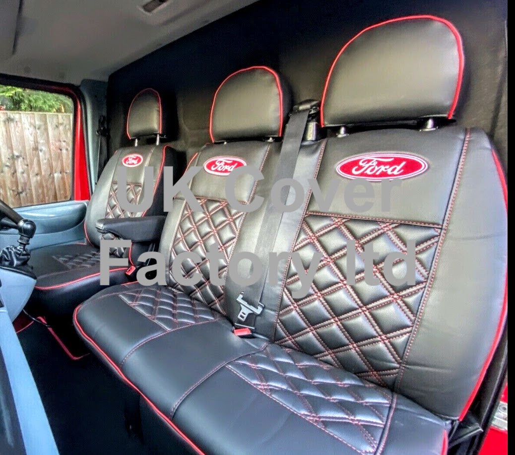 Van Seat Covers For Ford Transit MK6/MK7 Made with Logo 11A3FD©RS Red