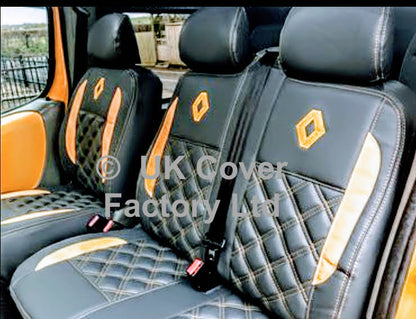 Van Seat Covers For Renault Trafic Made with Logo 11A27RN© Yellow