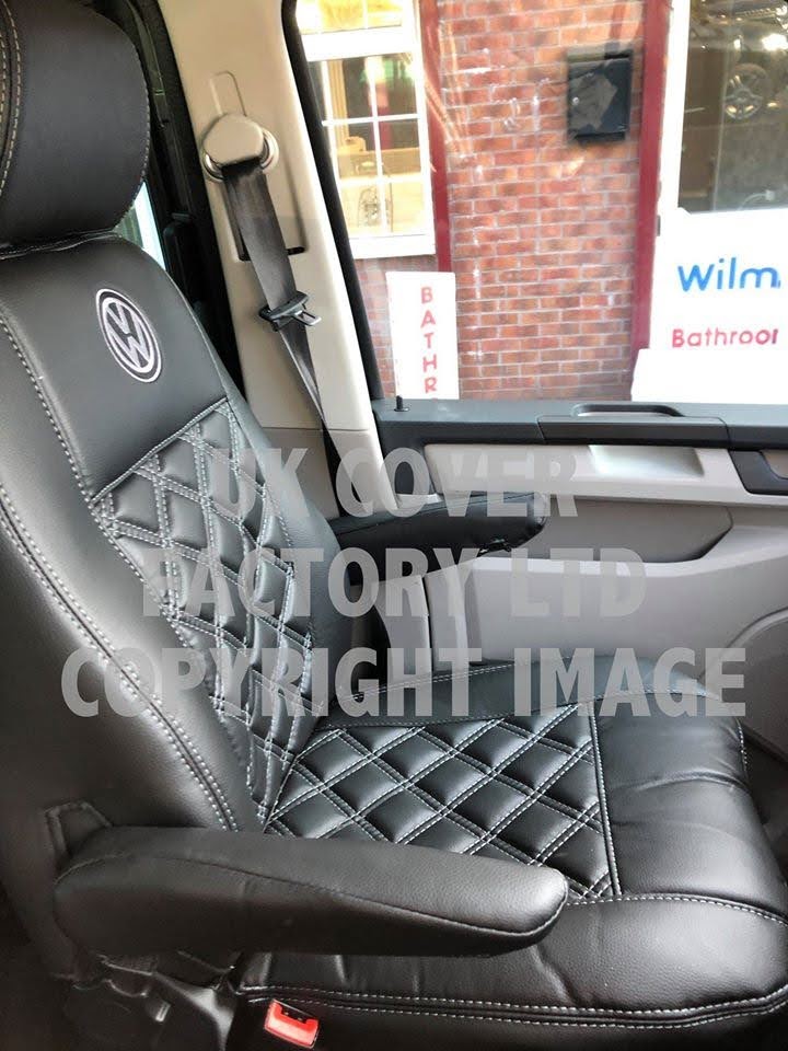 Van Seat Covers For VW Transporter Kombi Made with Logo 11A1VW Grey