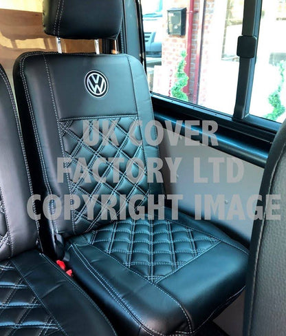 Van Seat Covers For VW Transporter Kombi Made with Logo 11A1VW Grey