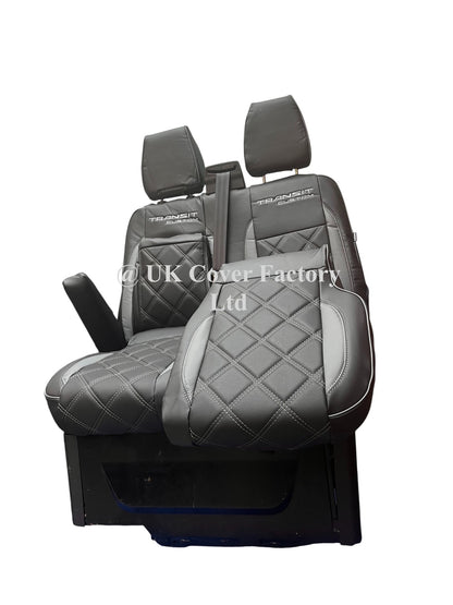 Van Seat Covers For Transit Custom/MK8 Made with Ford Letters 11A21FD Grey Side Inserts