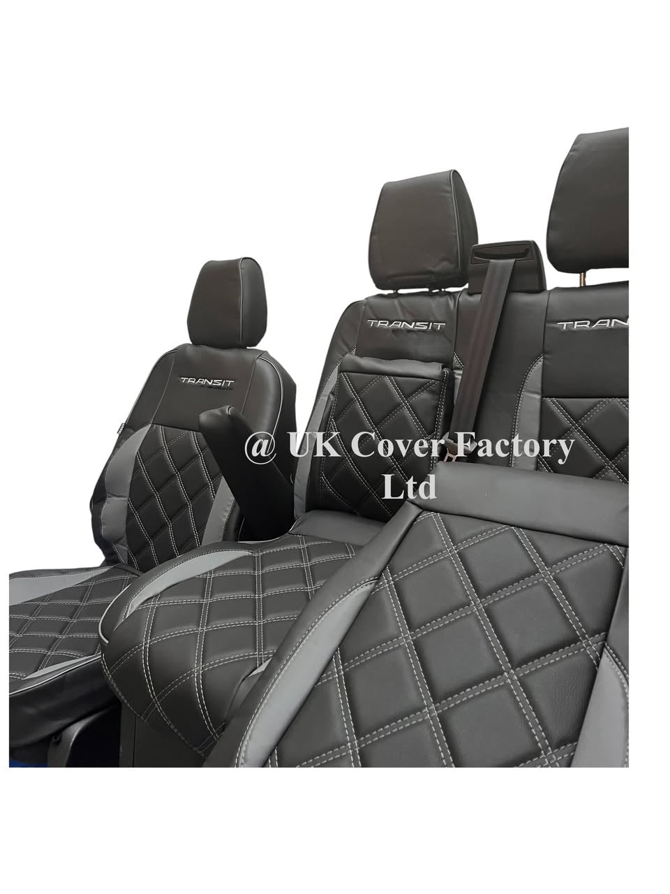 Van Seat Covers For Transit Custom/MK8 Made with Ford Letters 11A21T Grey Side Inserts