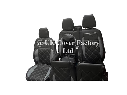 Van Seat Covers For Transit Custom/MK8 Made with Ford Letters 11A21FD Grey Side Inserts