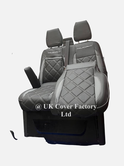 Van Seat Covers For Transit Custom/MK8 Made with Ford Letters 11A21T Grey Side Inserts