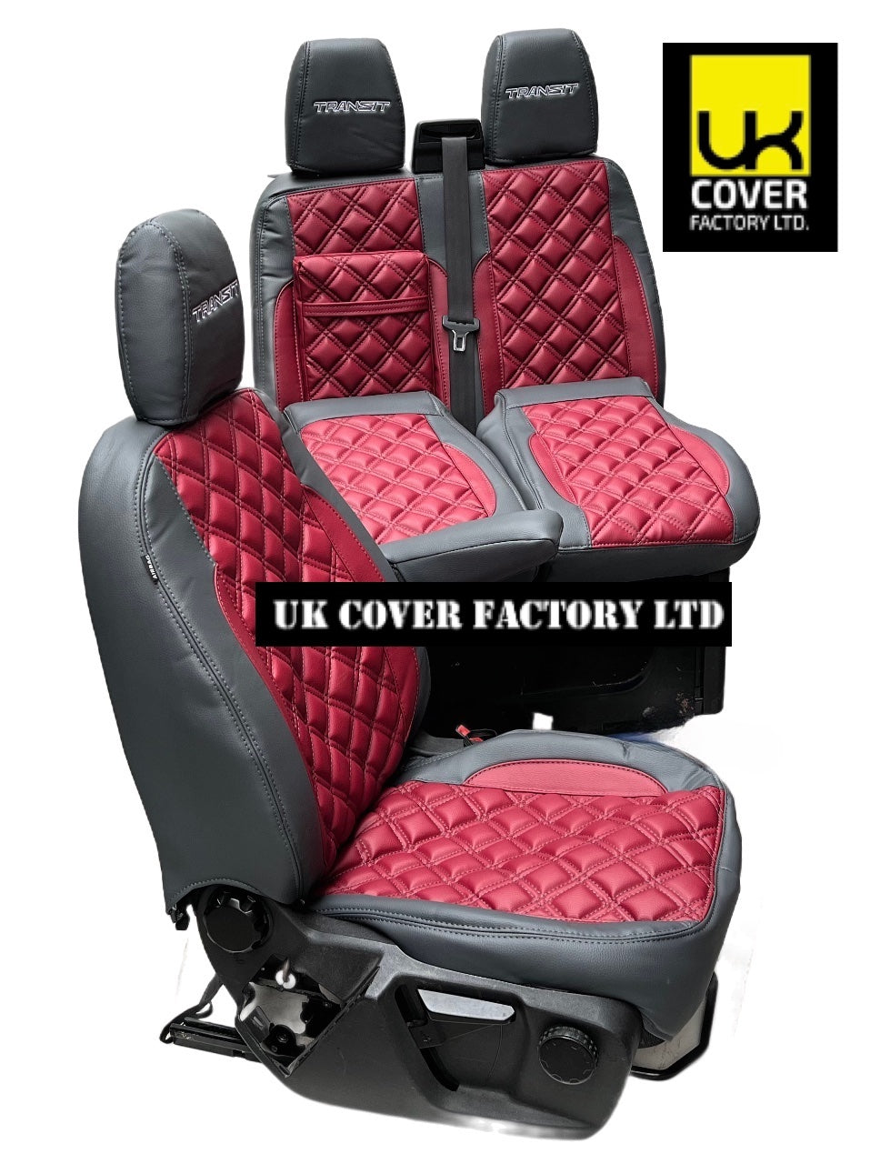 Van Seat Covers For Transit Custom/MK8 Made with FORD 11A30TRS BURGUNDY