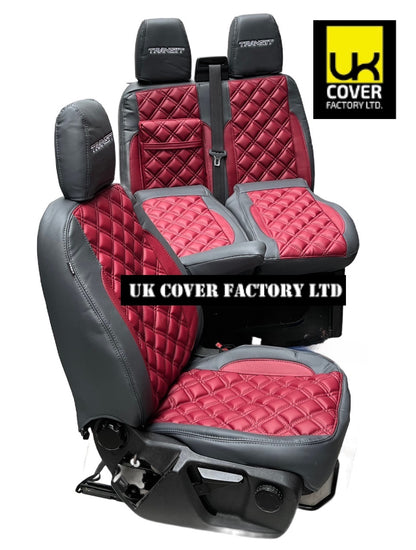 Van Seat Covers For Transit Custom/MK8 Made with FORD 11A30TRS BURGUNDY