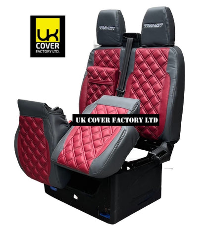 Van Seat Covers For Transit Custom/MK8 Made with FORD 11A30TRS BURGUNDY