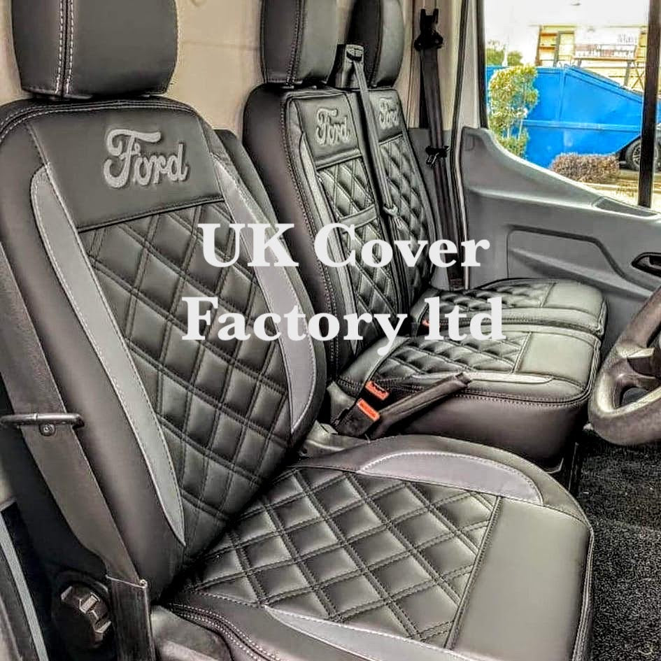 Van Seat Covers For Transit Custom/MK8 Made with Ford Letters 11A21FD Grey Side Inserts