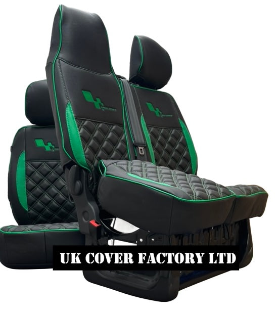 Van Seat Covers For Renault Trafic Made with Logo 11A28RS Green