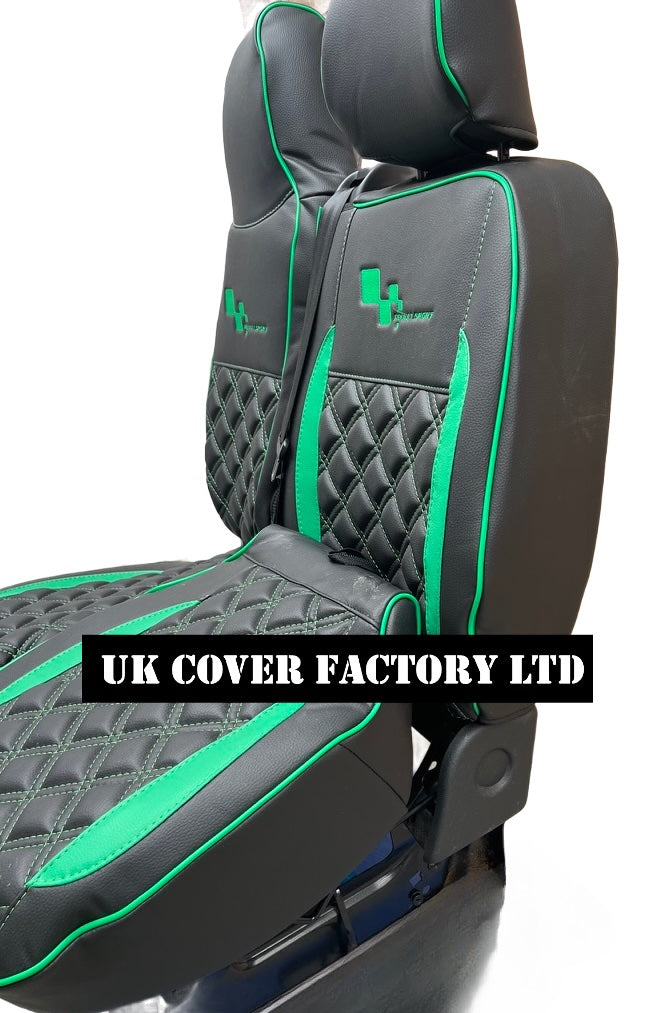 Van Seat Covers For Renault Trafic Made with Logo 11A28RS Green