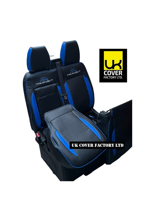 Lux-Ride Front Seat Cover – Ford Transit Mk7 Mk8 Custom Turneo, Artificial Leather & Fabric, Black, Airbag Compatible