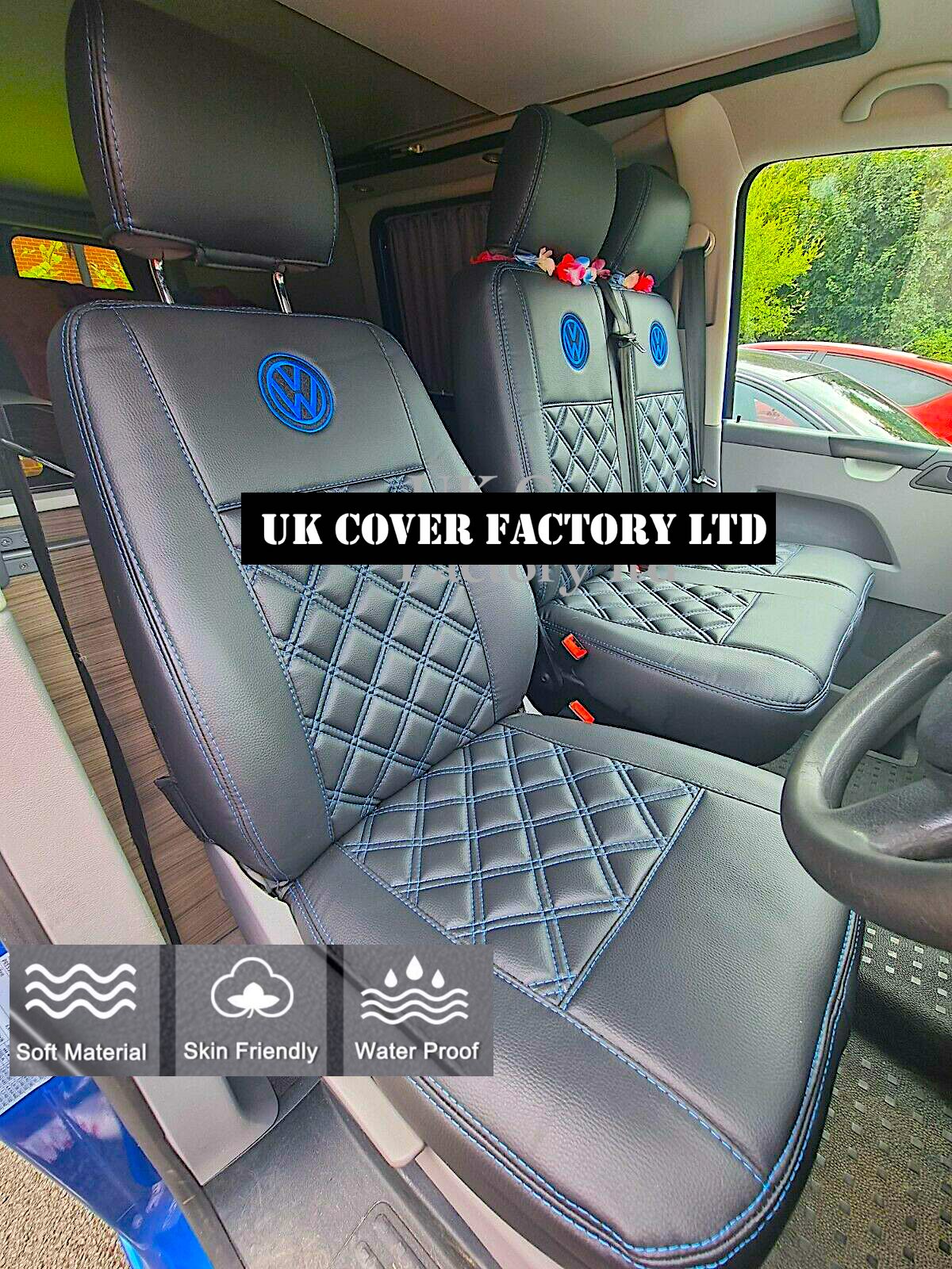 Van Seat Covers For VW Crafter Made with Logo 11A4VW Blue