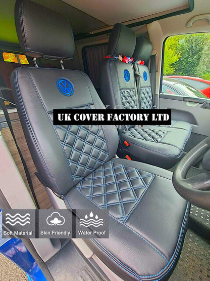 Van Seat Covers For VW Crafter Made with Logo 11A4VW Blue