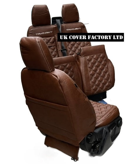 Van Seat Covers For Transit Custom/MK8 Made with Transit 11A9T Brown