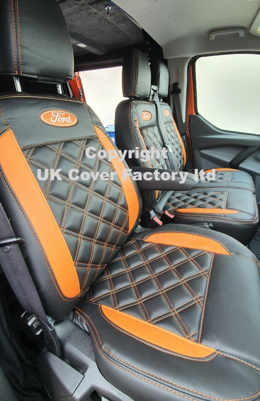 Van Seat Covers For Transit Custom/MK8 Made with Ford Oval 1A29FD© ORANGE