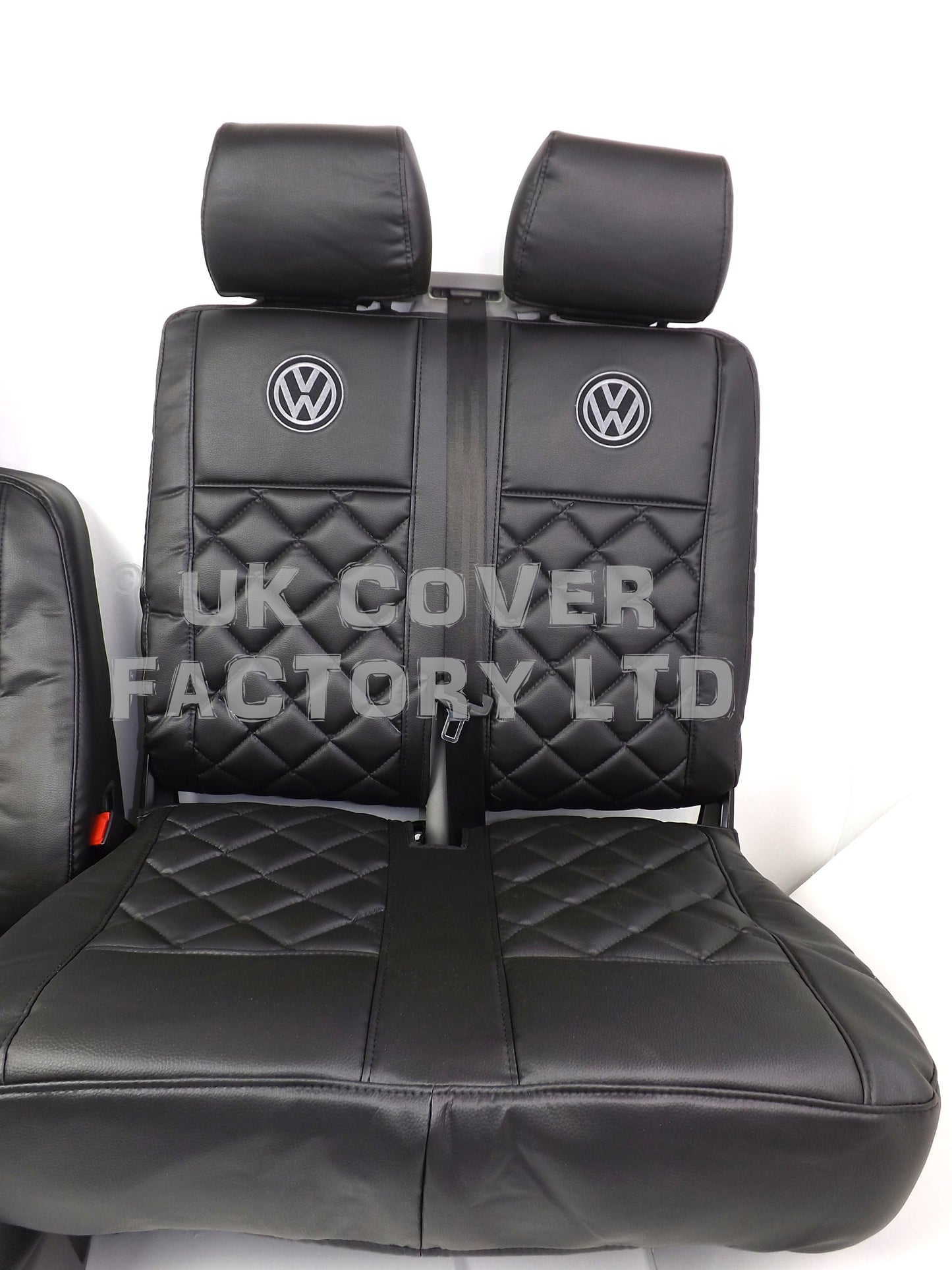 Van Seat Covers For VW Transporter Made with Siver VW  Logo 11A5VW Black