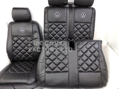 Van Seat Covers For VW Transporter Made with Siver VW  Logo 11A5VW Black