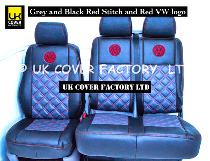 Van Seat Covers For VW TransporterT5/T6 with Logo 11A2VW Red