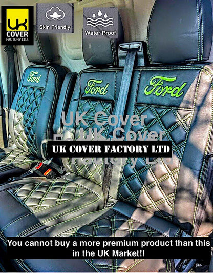 Van Seat Covers For Transit MK6/MK7 Made with Ford Letters 11A8FD Limegreen