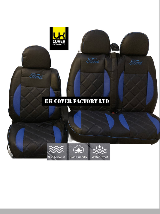 Van Seat Covers For Transit MK6/MK7 Made with Ford Letters 11A24FDRS Blue Side Inserts (Copy)