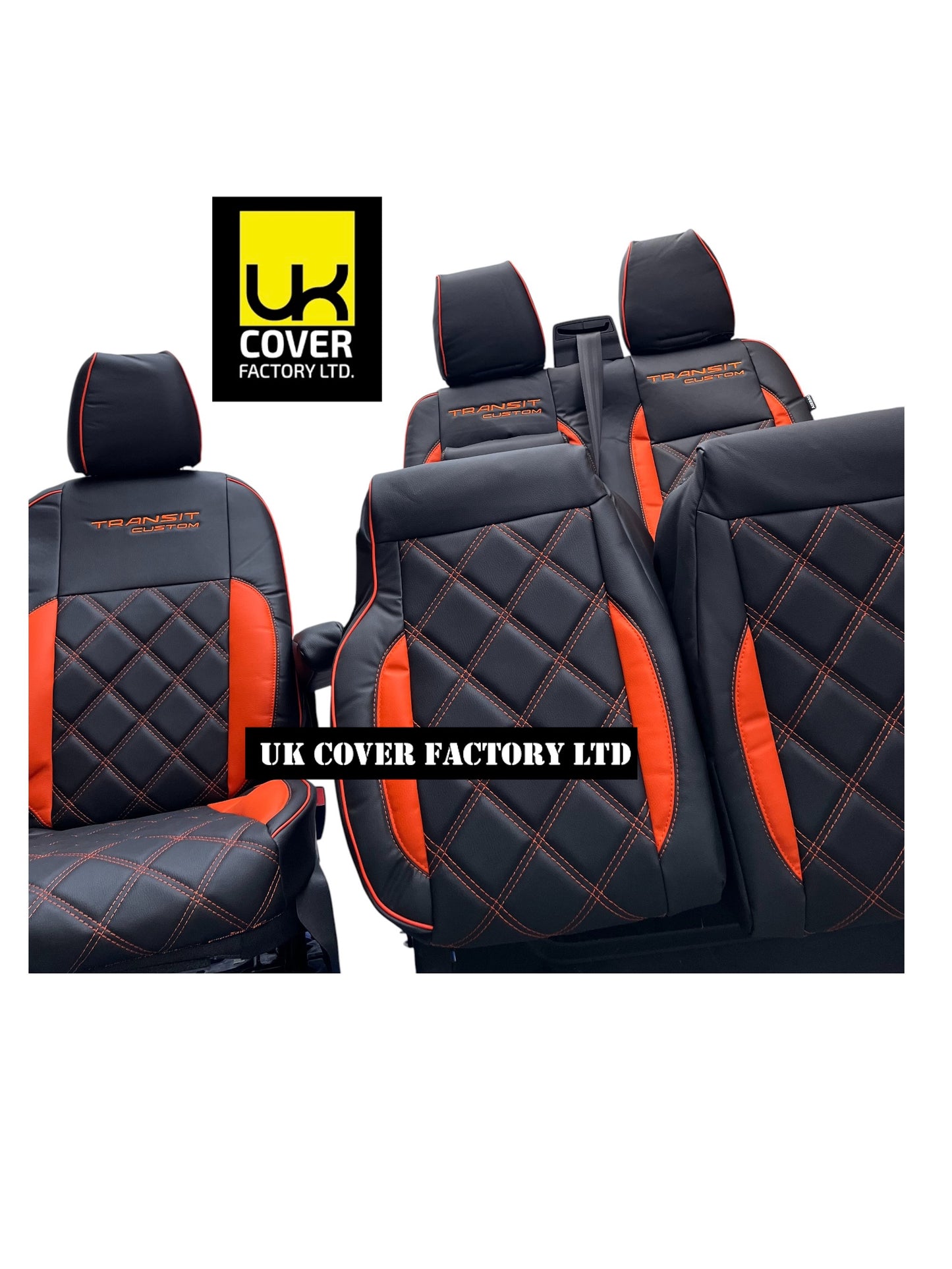 Van Seat Covers For Transit Custom/MK8 Made with Ford Letters 1A29TC ORANGE