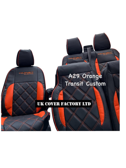 Van Seat Covers For Transit Custom/MK8 Made with Ford Letters 1A29TC ORANGE