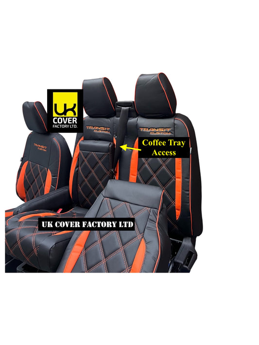 Van Seat Covers For Transit Custom/MK8 Made with Ford Letters 1A29TC ORANGE