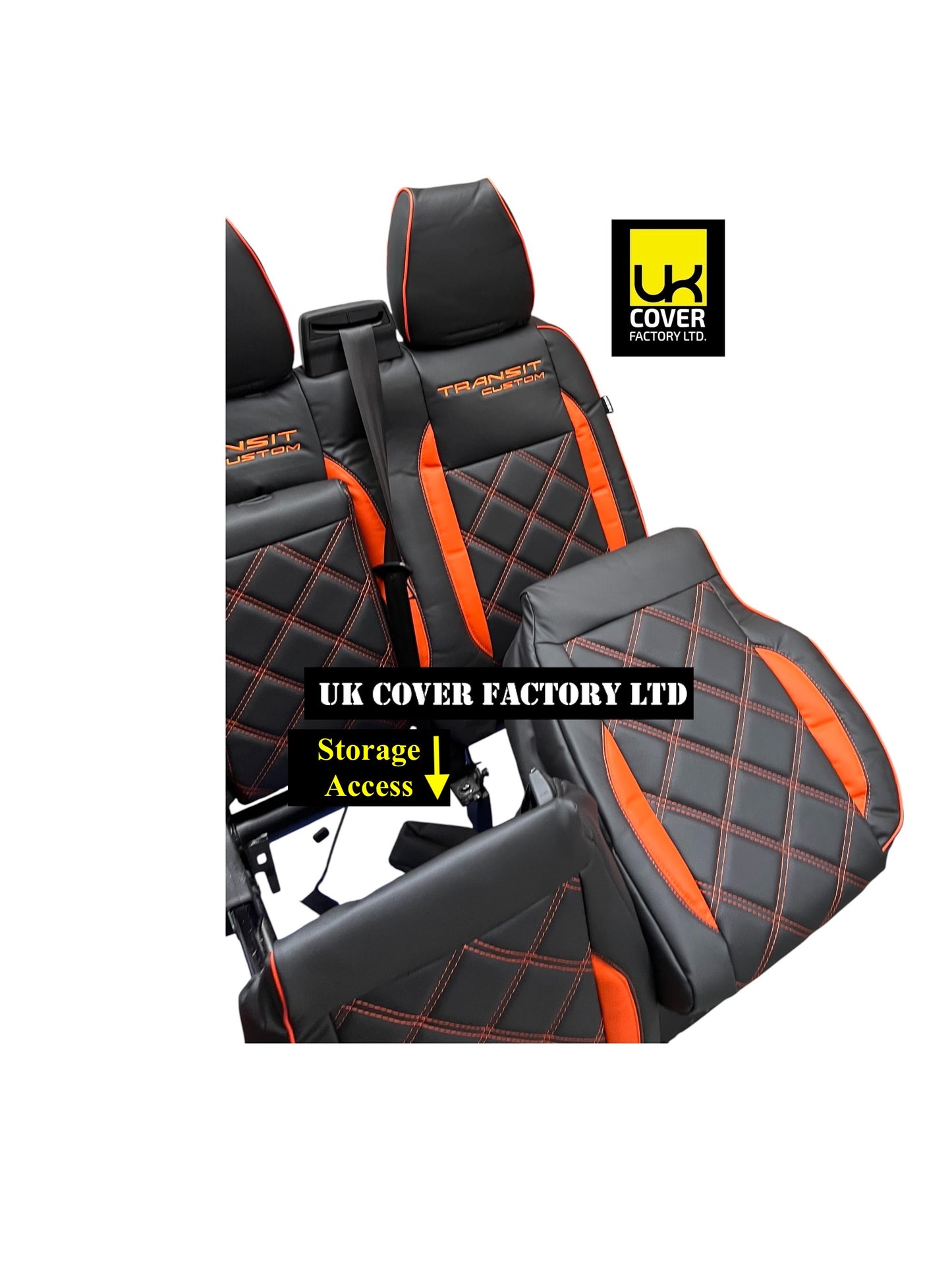 Van Seat Covers For Transit Custom/MK8 Made with Ford Letters 1A29TC ORANGE