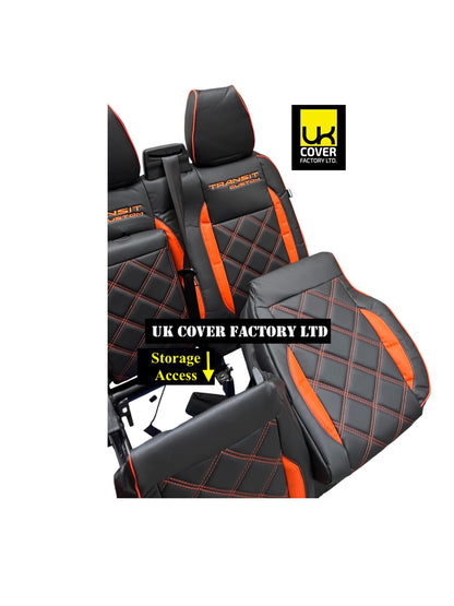 Van Seat Covers For Transit Custom/MK8 Made with Ford Letters 1A29TC ORANGE