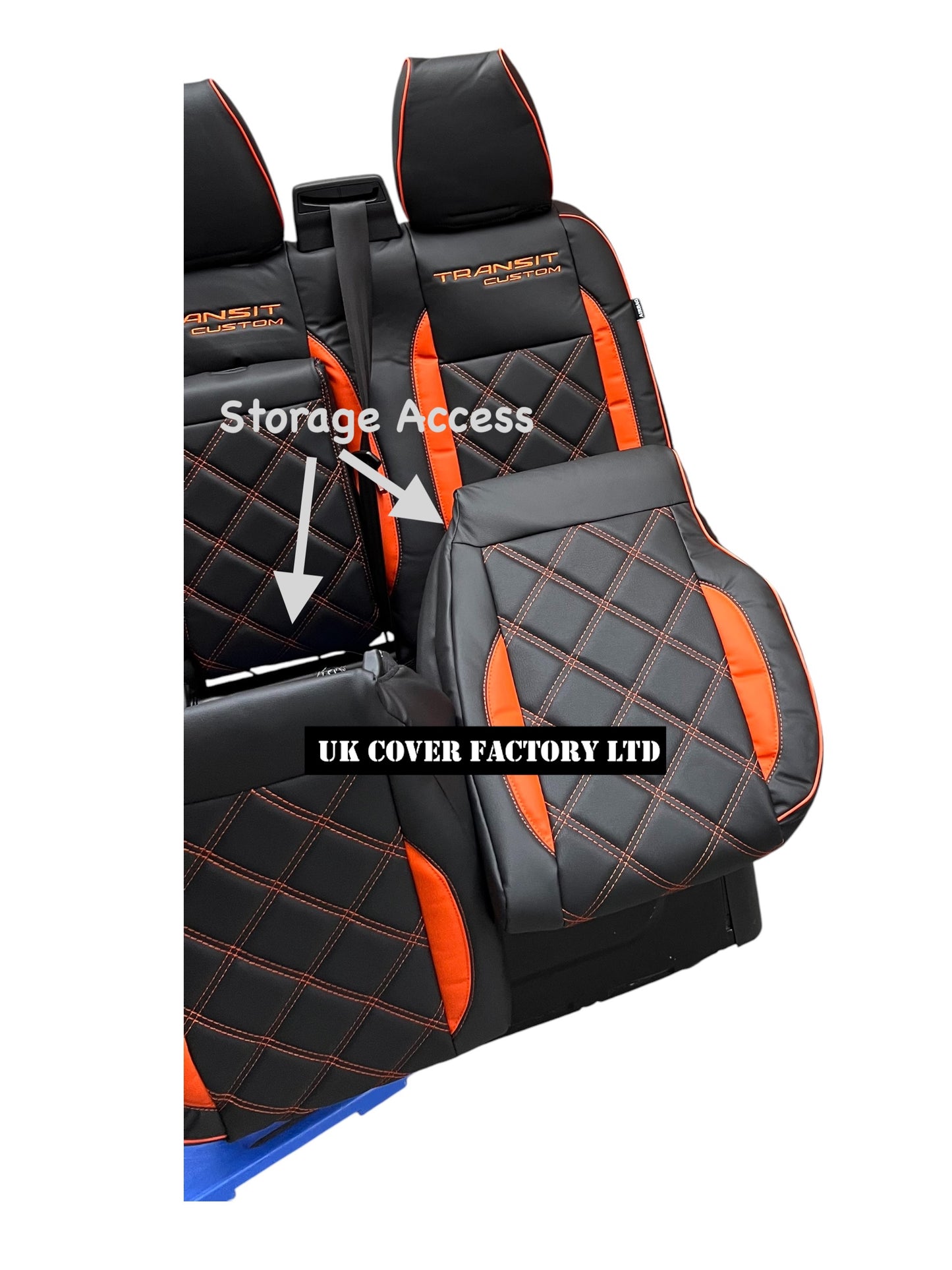 Van Seat Covers For Transit Custom/MK8 Made with Ford Letters 1A29TC ORANGE