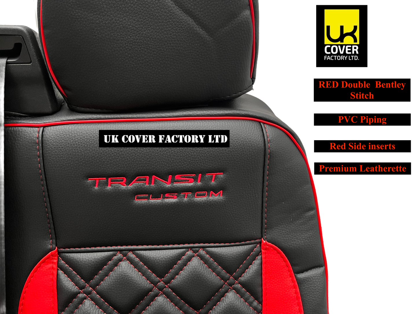 Ready Stock Van Seat Covers For Transit Custom/MK8 Made with Ford Transit 11A23FDRS RED