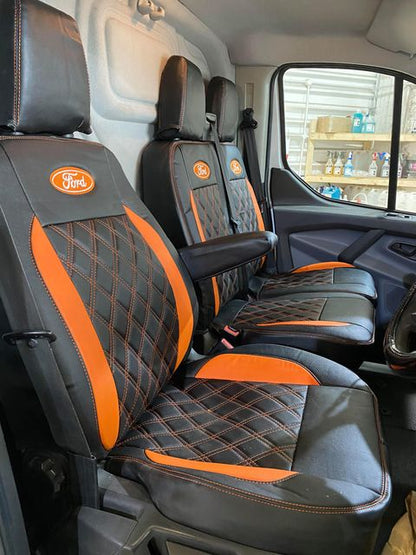 Van Seat Covers For Transit Custom/MK8 Made with Ford Oval 1A29FD© ORANGE