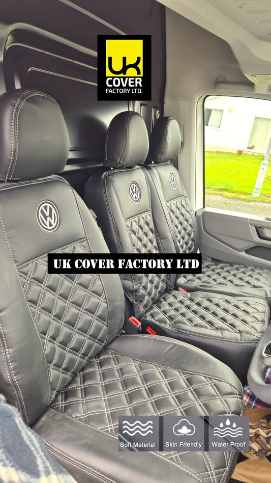 Van Seat Covers For VW Crafter Made with Logo 11A1VW Grey