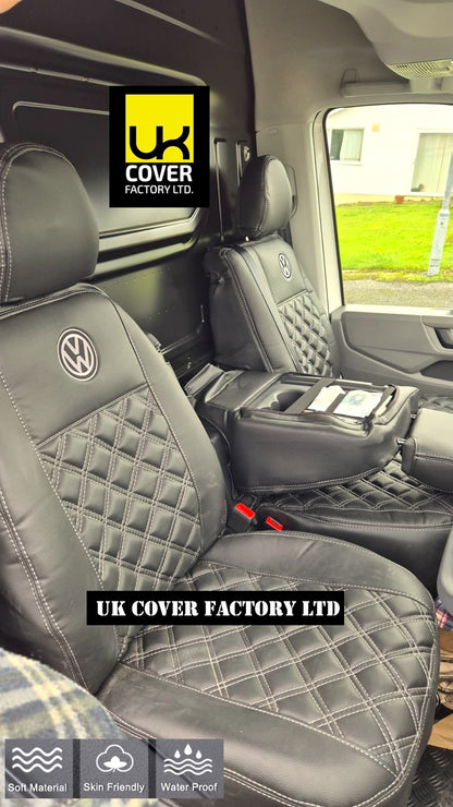 Van Seat Covers For VW Crafter Made with Logo 11A1VW Grey