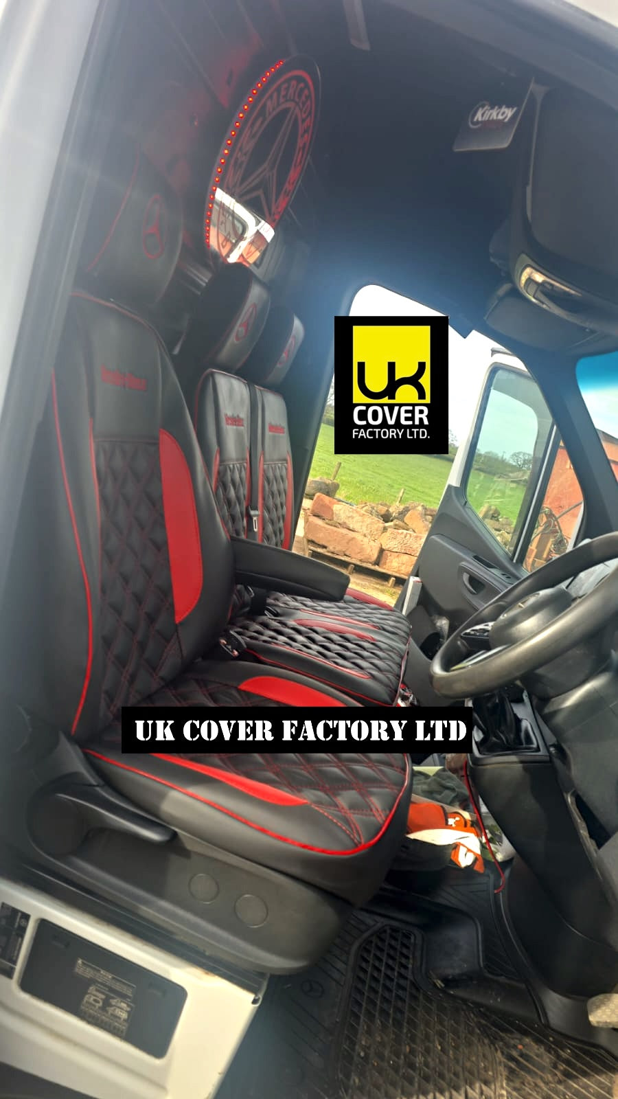 Van Seat Covers For Mercedes Vito W447 Made with Dual Logo 11A23MER©MB RED