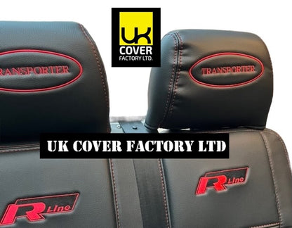 Van Seat Covers For VW TransporterT5/T6 with Logo 11A2RT Red