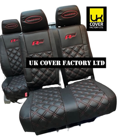 Van Seat Covers For VW TransporterT5/T6 with Logo 11A2RT Red