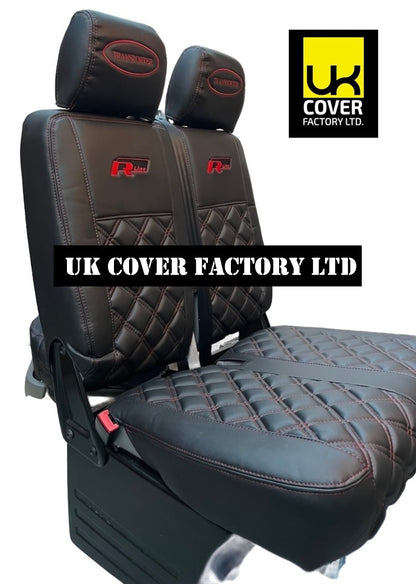Van Seat Covers For VW TransporterT5/T6 with Logo 11A2RT Red