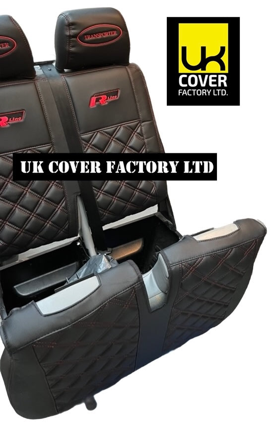 Van Seat Covers For VW TransporterT5/T6 with Logo 11A2RT Red