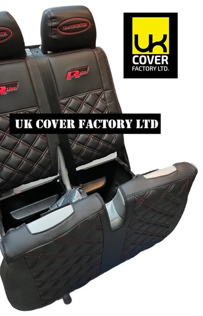 Van Seat Covers For VW TransporterT5/T6 with Logo 11A2RT Red