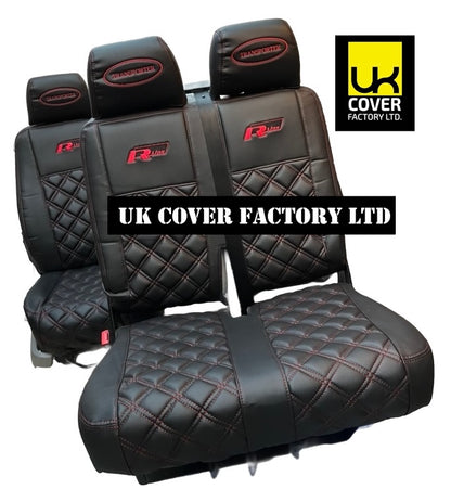 Van Seat Covers For VW TransporterT5/T6 with Logo 11A2RT Red