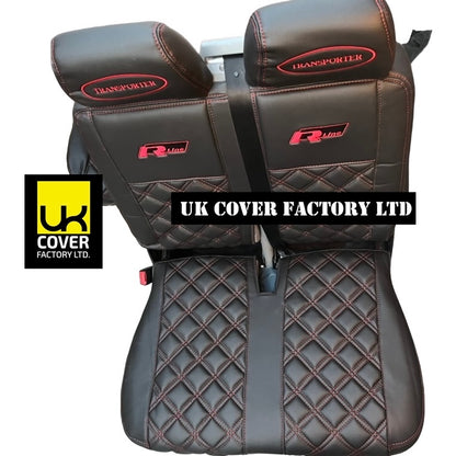 Van Seat Covers For VW TransporterT5/T6 with Logo 11A2RT Red