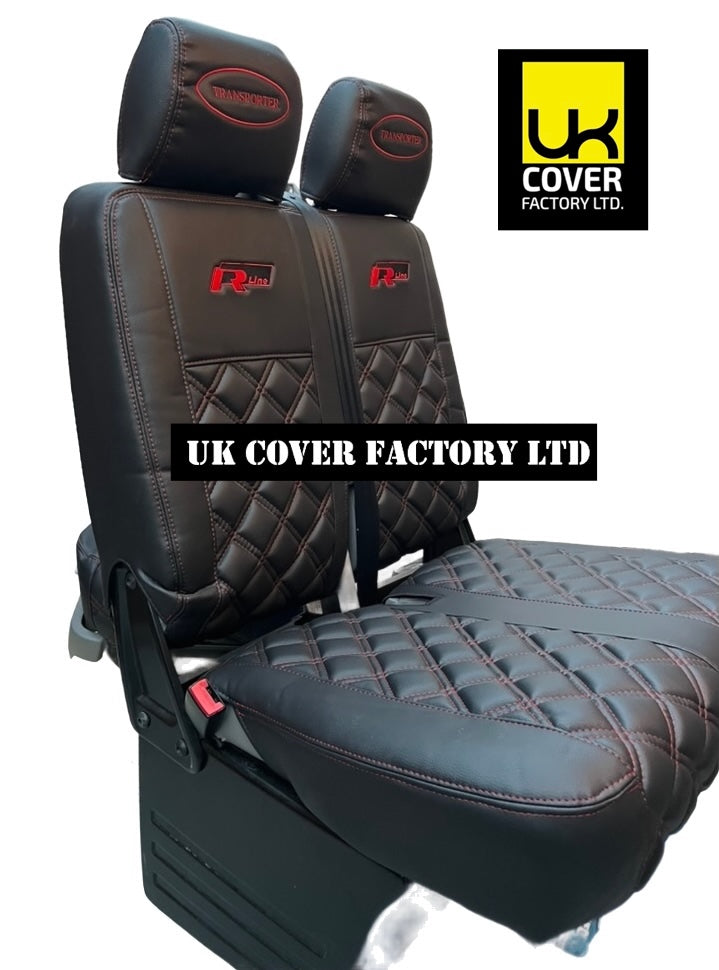 Van Seat Covers For VW TransporterT5/T6 with Logo 11A2RT Red