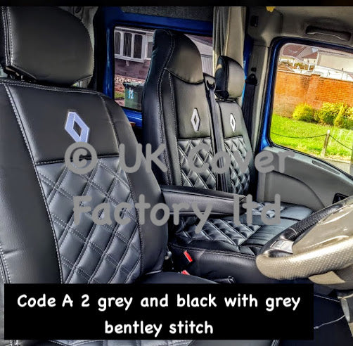 Van Seat Covers For Renault Trafic Made with Logo 11A2RN© Black & Grey