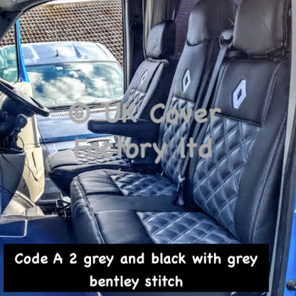Van Seat Covers For Renault Trafic Made with Logo 11A2RN© Black & Grey