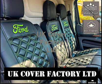 Van Seat Covers For Transit MK6/MK7 Made with Ford Letters 11A8FD Limegreen